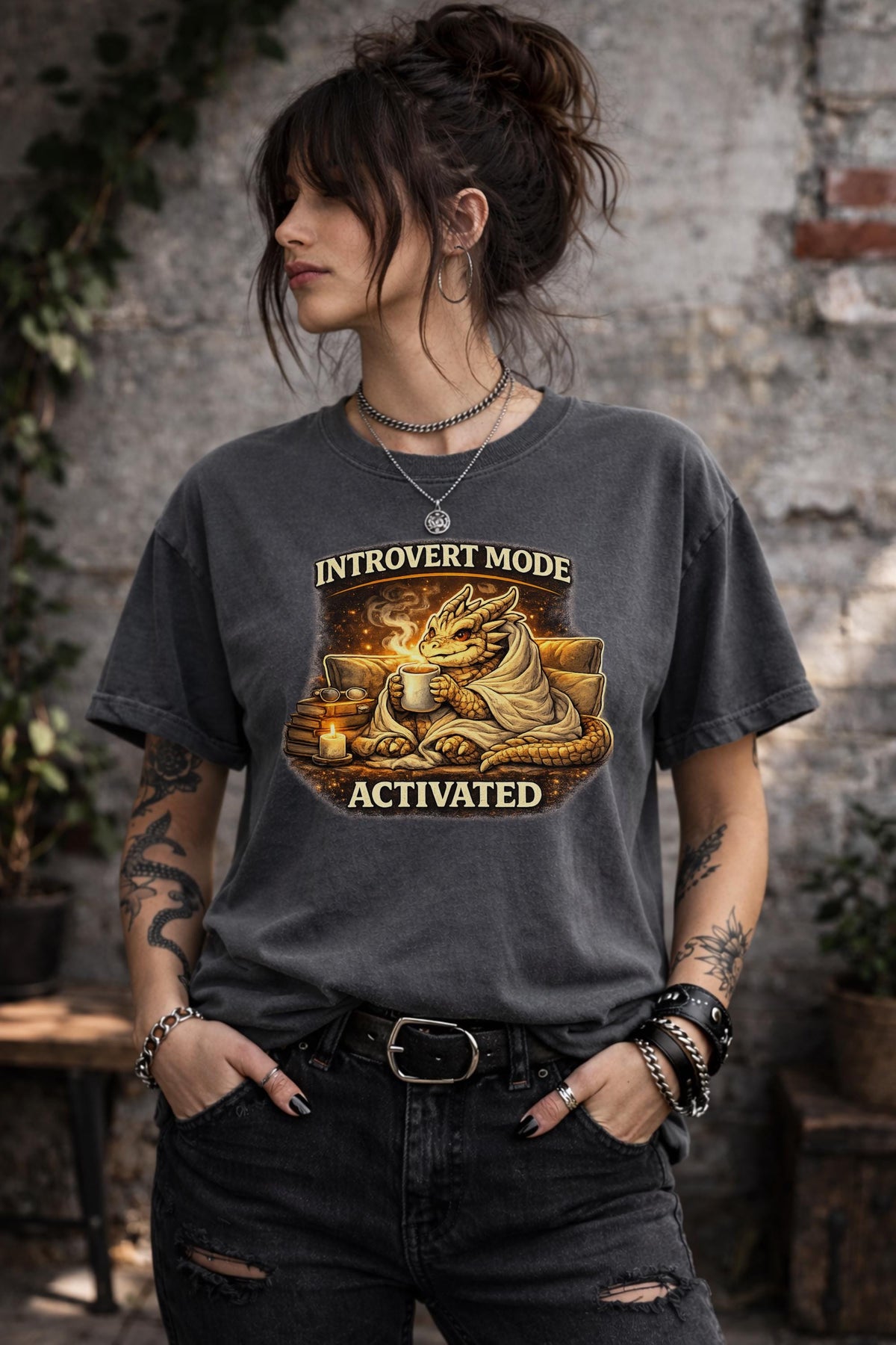 Introvert Mode Activated Shirt, Cozy Dragon Shirt, Introvert Shirt, Emotional Support Dragon Tee, Fantasy Dragon Shirt, Book Lover Gift