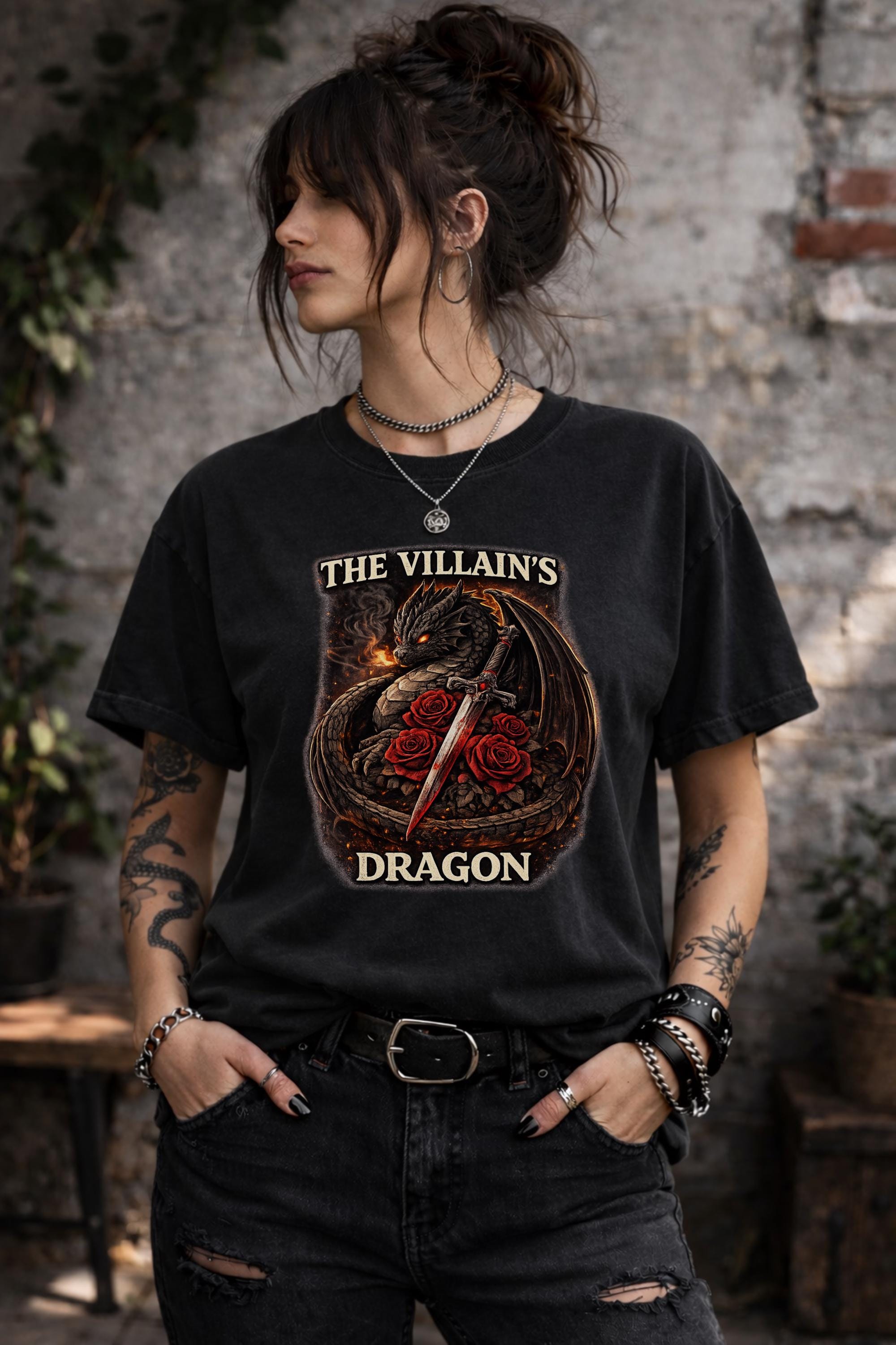 The Villain's Dragon Shirt, Dark Fantasy Dragon Tee, Villain Energy Shirt, Fantasy Dragon Shirt, Booktok Reader Tee, Dragon Lover Gift