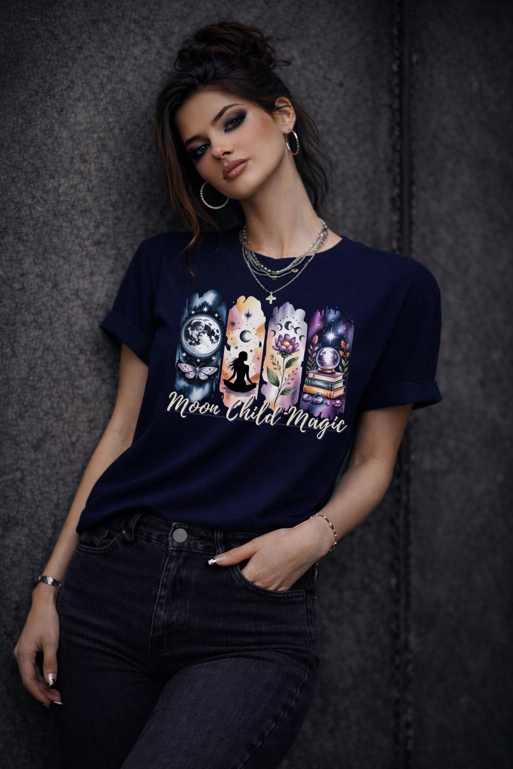 Moon Child Magic Shirt, Celestial Witchy Shirt, Moon Lover Tee, Mystic Astrology Shirt, Spiritual Boho Shirt, Tarot Moon Shirt