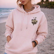 Minimal front chest gothic emblem with dagger and roses