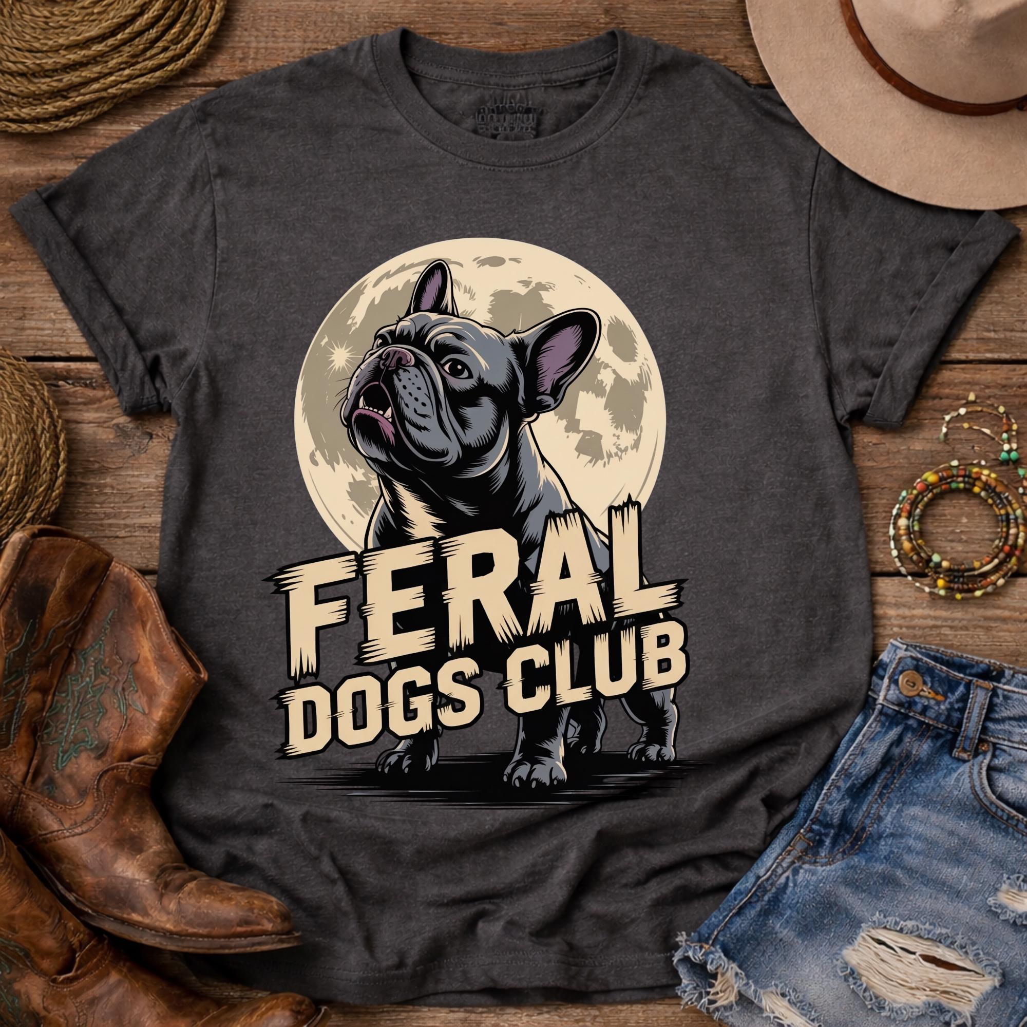 Feral Dogs Club Shirt, Funny French Bulldog Shirt, Dog Lover Tee, Vintage Dog Graphic Shirt, Gift for Dog Mom, Comfort Colors Tee