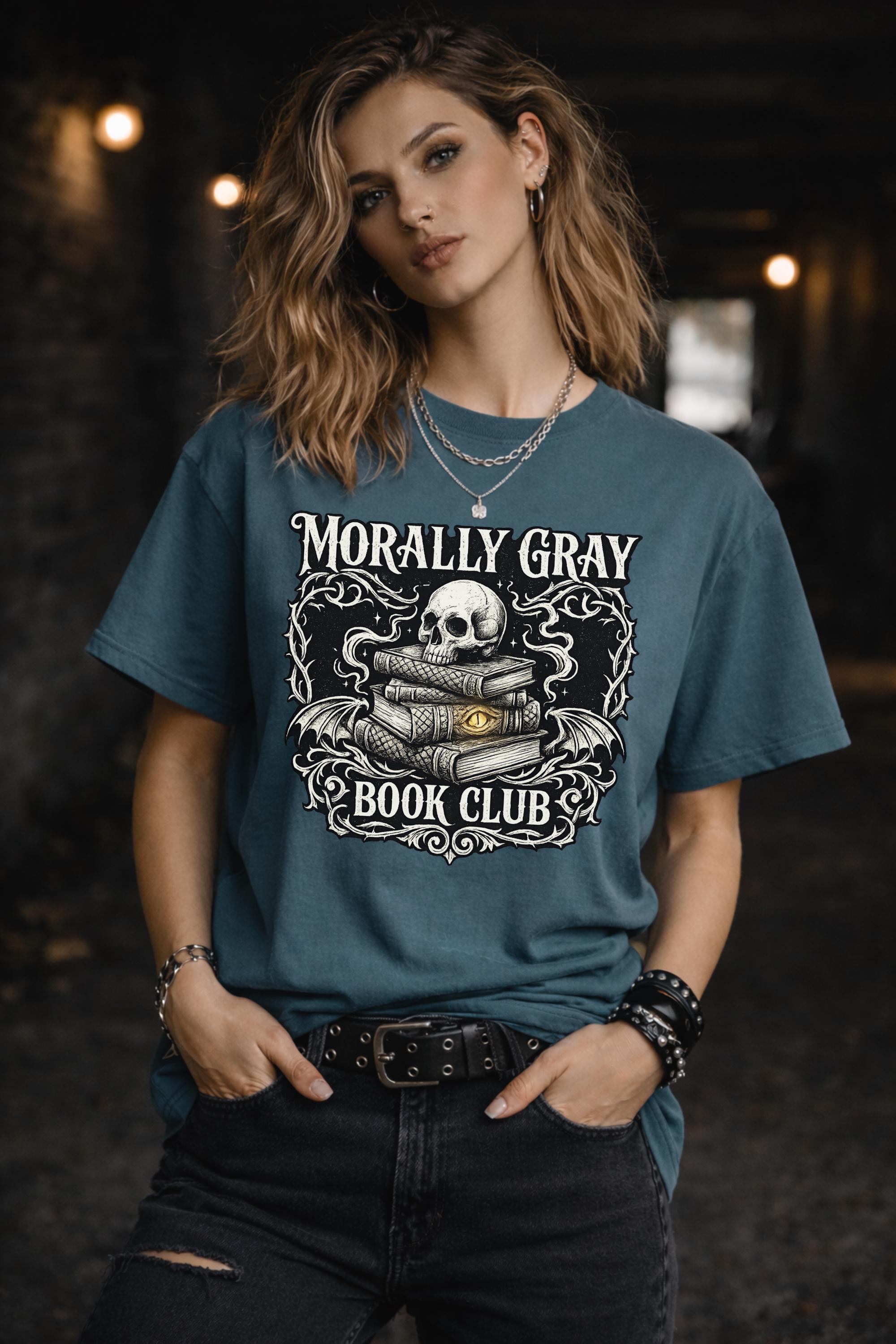 Morally Gray Book Club Shirt, Romantasy Reader Tee, BookTok Fantasy Reader Shirt, Dark Academia Book Lover Shirt, Dragon Book Graphic Tee