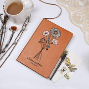 Personalized Floral Journal, Custom Name Notebook, Aesthetic Flower Journal, Gift for Her, Bridesmaid Gift, Custom Leather Notebook