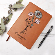 Personalized Floral Journal, Custom Name Notebook, Aesthetic Flower Journal, Gift for Her, Bridesmaid Gift, Custom Leather Notebook
