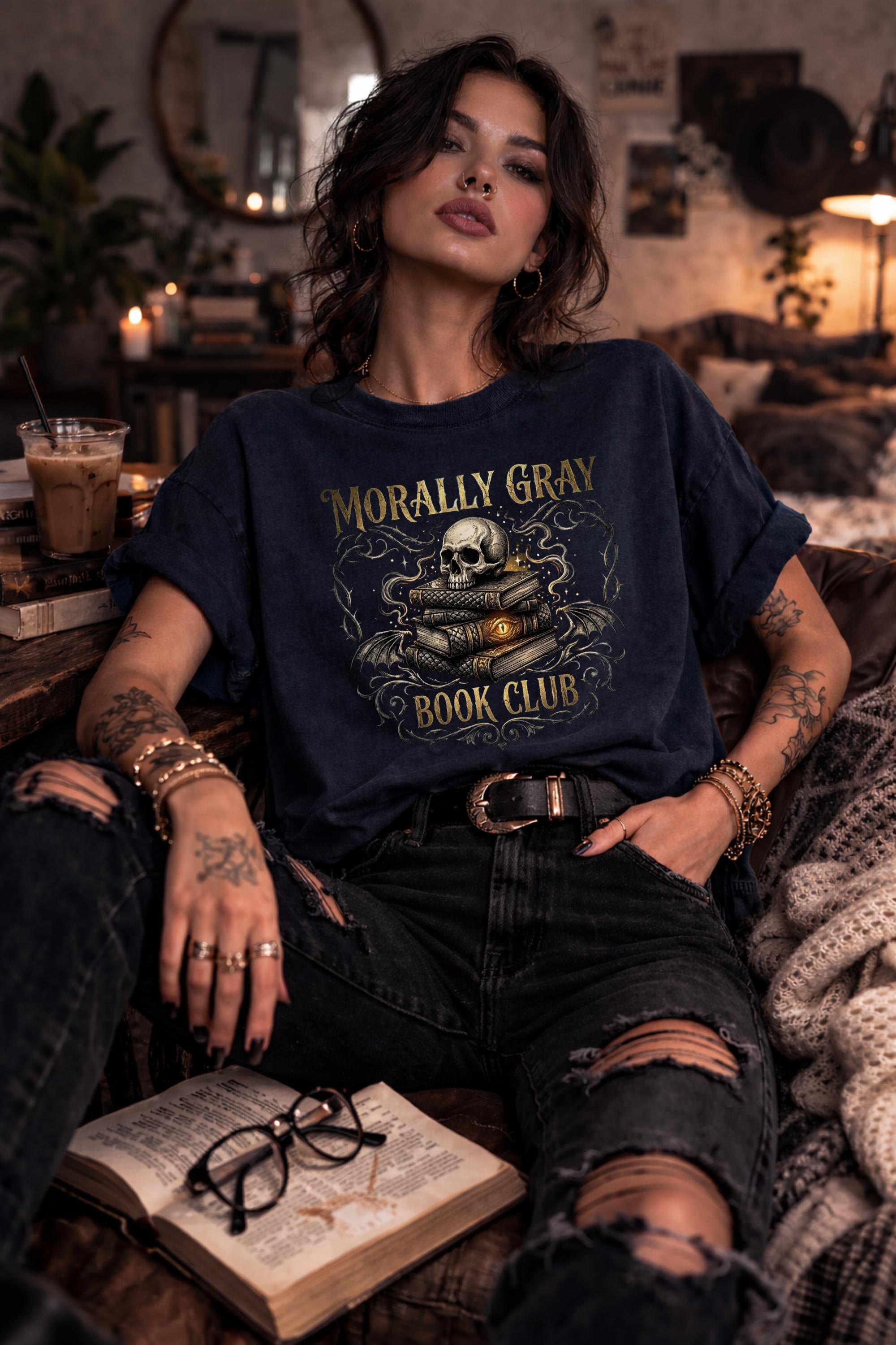 Morally Gray Book Club Shirt, Dark Romance Reader Tee, BookTok Fantasy Shirt, Villain Lover Tee, Gothic Book Lover Shirt, Fantasy Reader Gif
