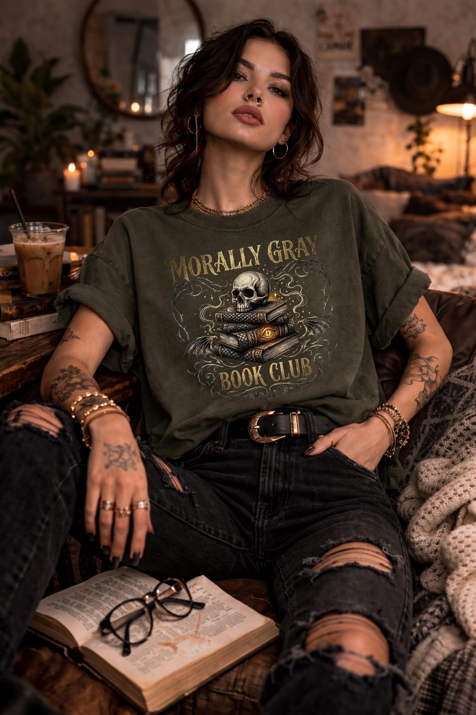 Morally Gray Book Club Shirt, Dark Romance Reader Tee, BookTok Fantasy Shirt, Villain Lover Tee, Gothic Book Lover Shirt, Fantasy Reader Gif