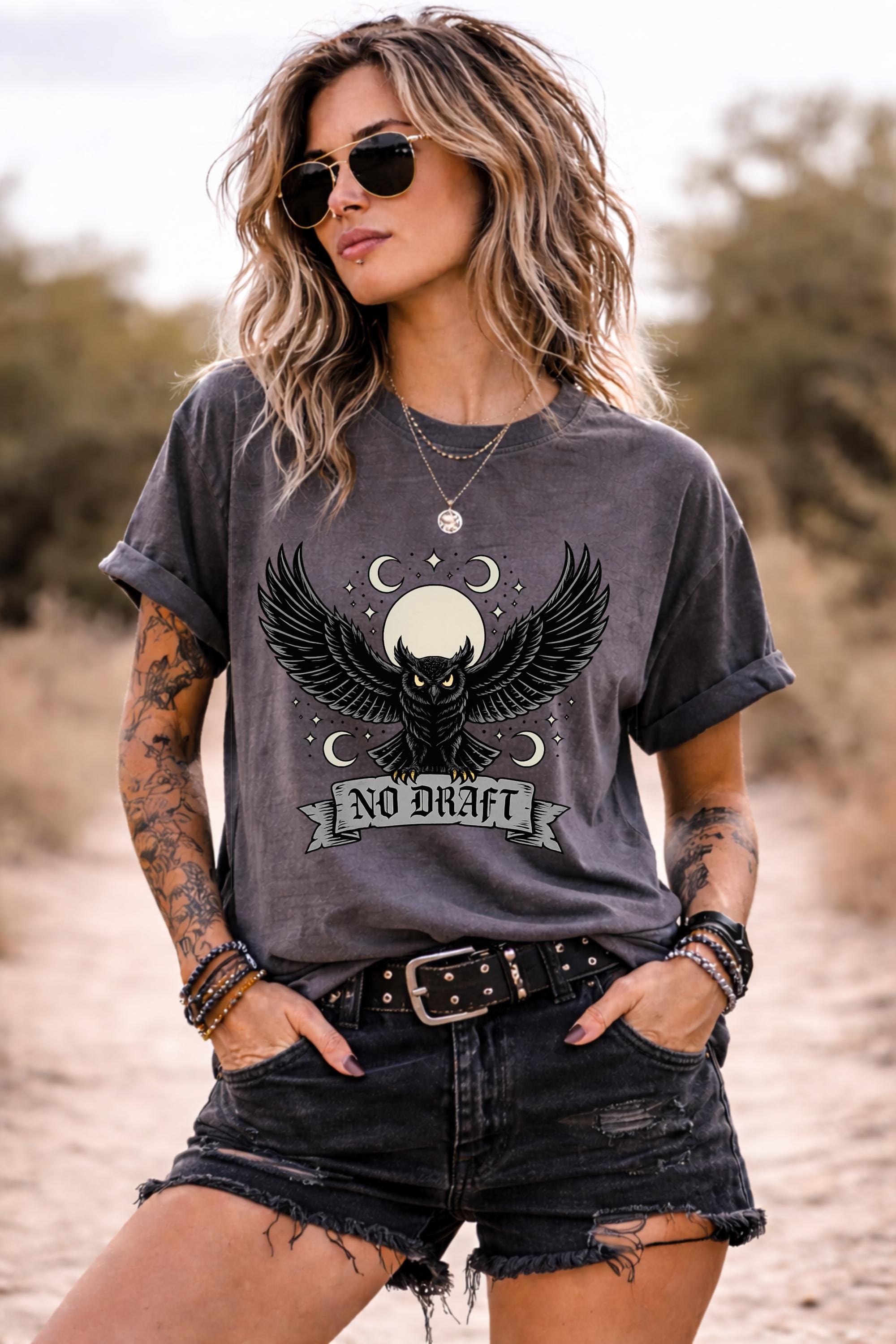No Draft Owl Shirt, Anti Draft Protest Tee, Freedom Statement Shirt, Political Graphic Tee, Civil Liberty Shirt, Patriotic Freedom Apparel