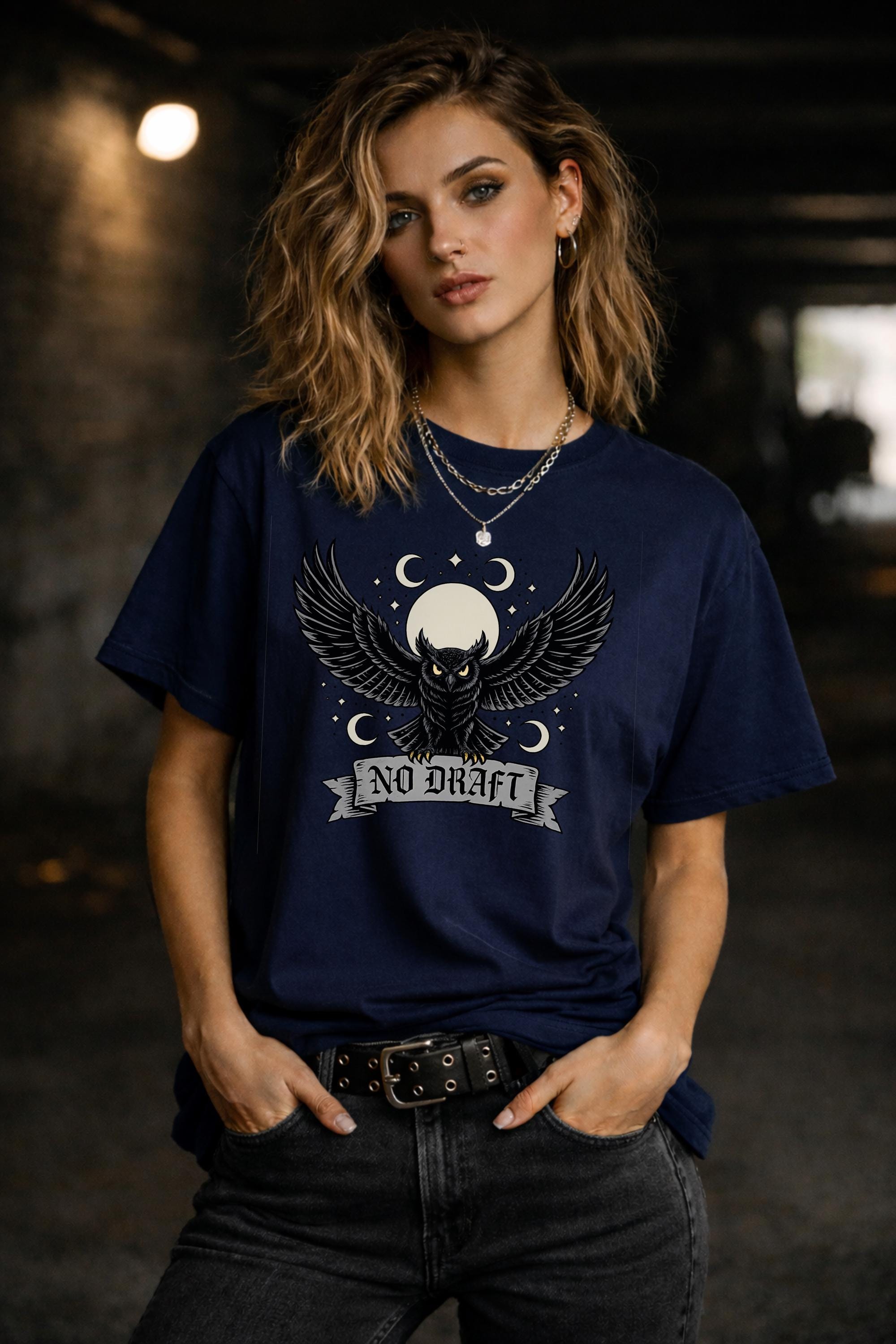No Draft Owl Shirt, Anti Draft Protest Tee, Freedom Statement Shirt, Political Graphic Tee, Civil Liberty Shirt, Patriotic Freedom Apparel