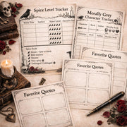 Dark Romance Reading Journal Printable PDF, Book Tracker, A4 US Letter, Tropes, Spice Log
