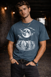 ocean themed t shirt with dolphins and night sky design, coastal aesthetic clothing