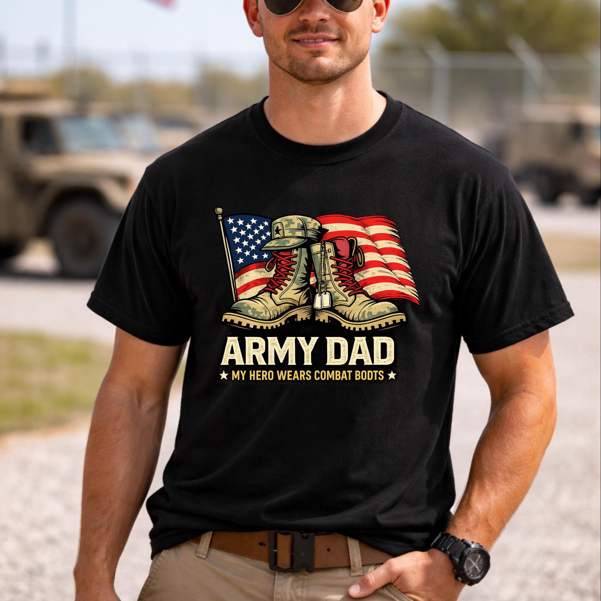 Army Mom Shirt, Military Mom Gift, Army Dad Gift Idea, My Hero Wears Combat Boots Tee, Patriotic Family Shirt, Military Family Gift