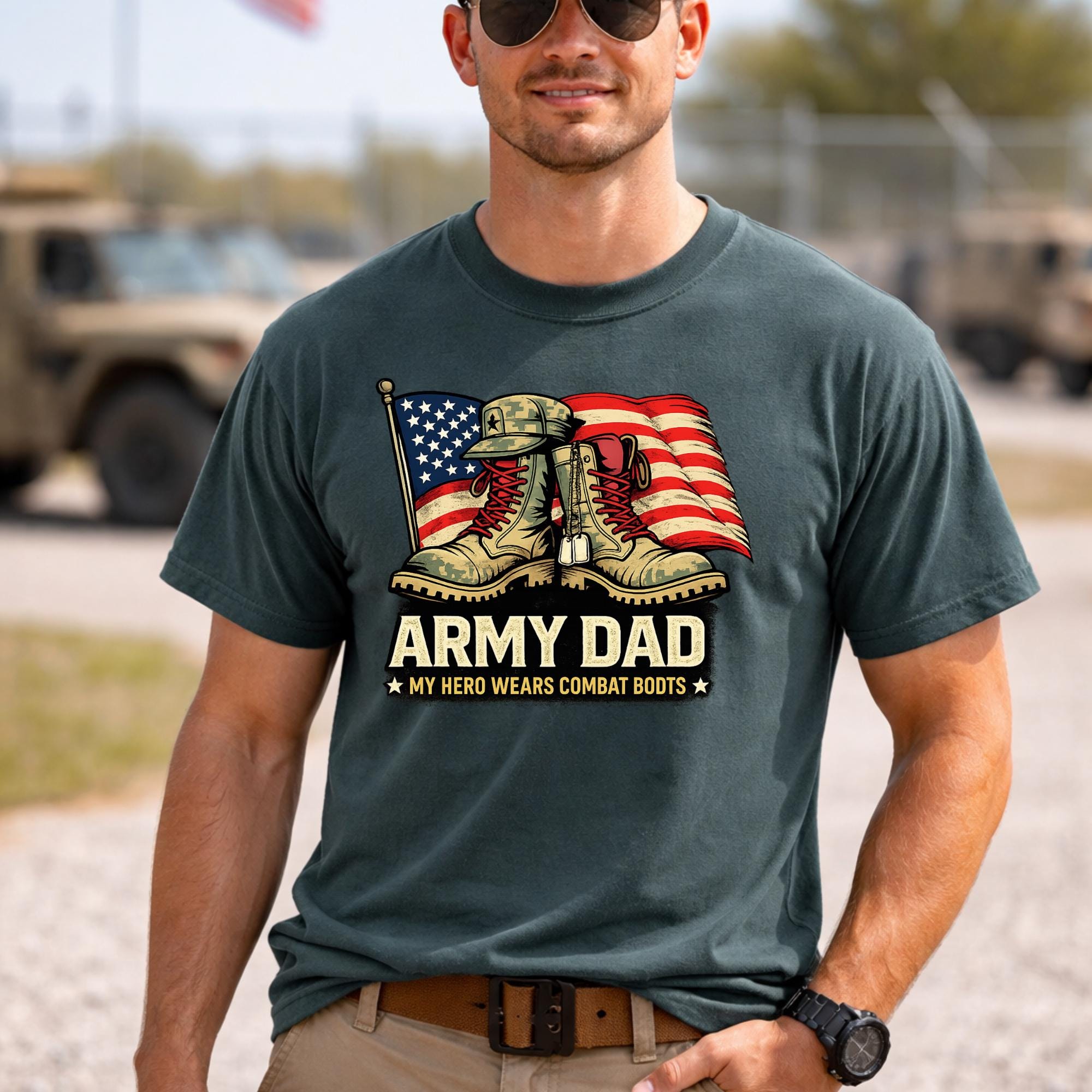 Army Mom Shirt, Military Mom Gift, Army Dad Gift Idea, My Hero Wears Combat Boots Tee, Patriotic Family Shirt, Military Family Gift