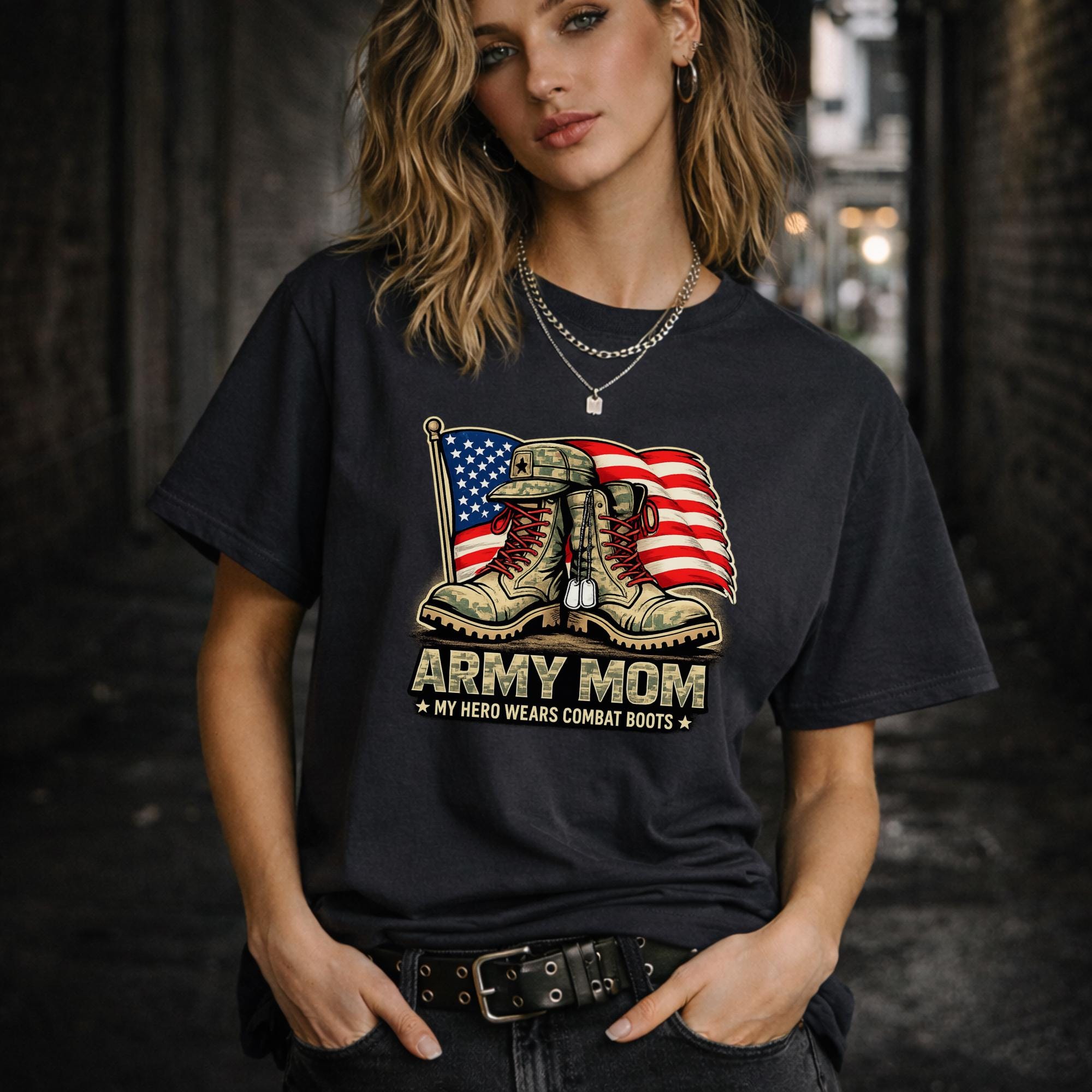 Army Mom Shirt, Military Mom Gift, Army Dad Gift Idea, My Hero Wears Combat Boots Tee, Patriotic Family Shirt, Military Family Gift