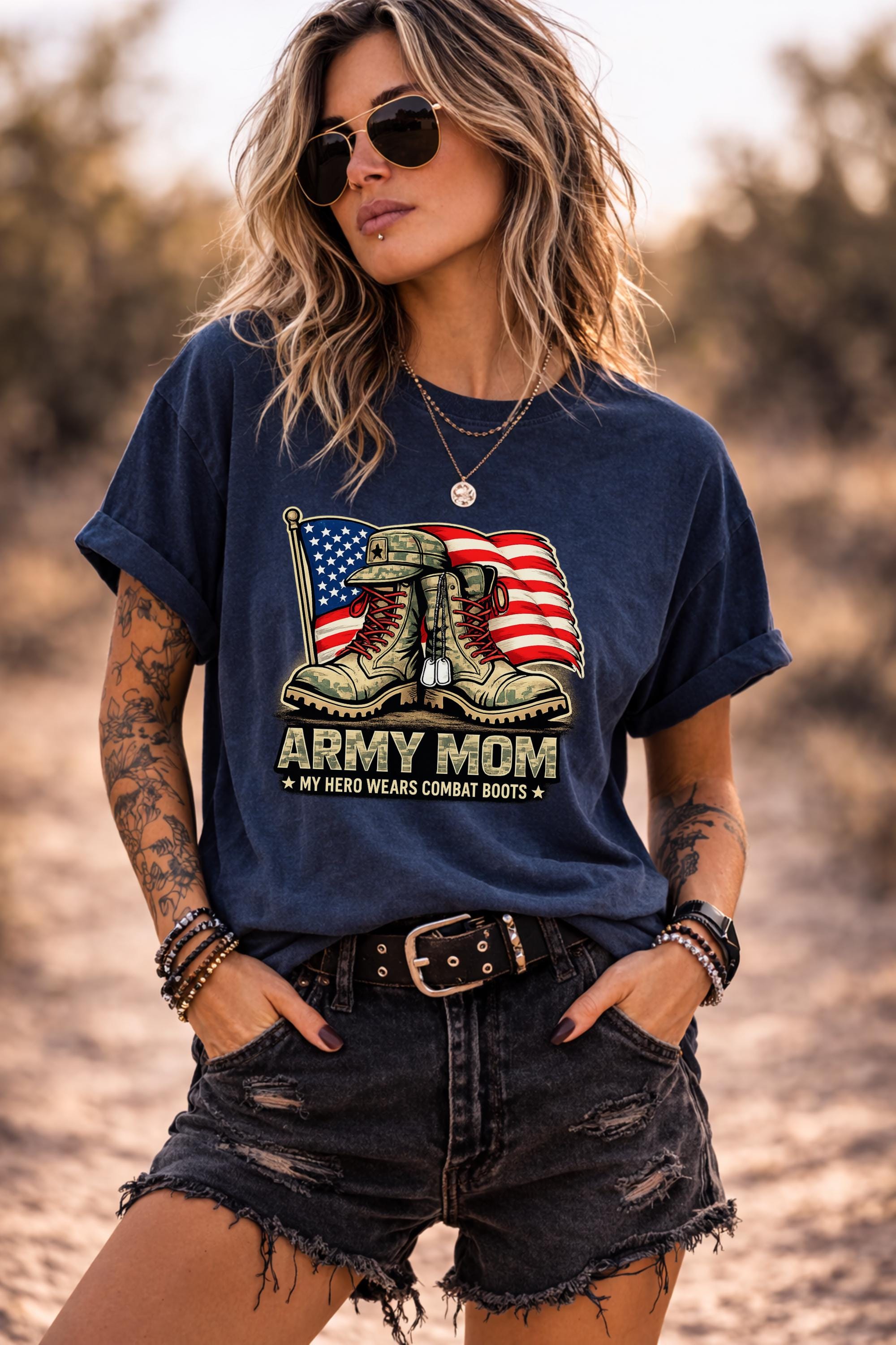 Army Mom Shirt, Military Mom Gift, Army Dad Gift Idea, My Hero Wears Combat Boots Tee, Patriotic Family Shirt, Military Family Gift
