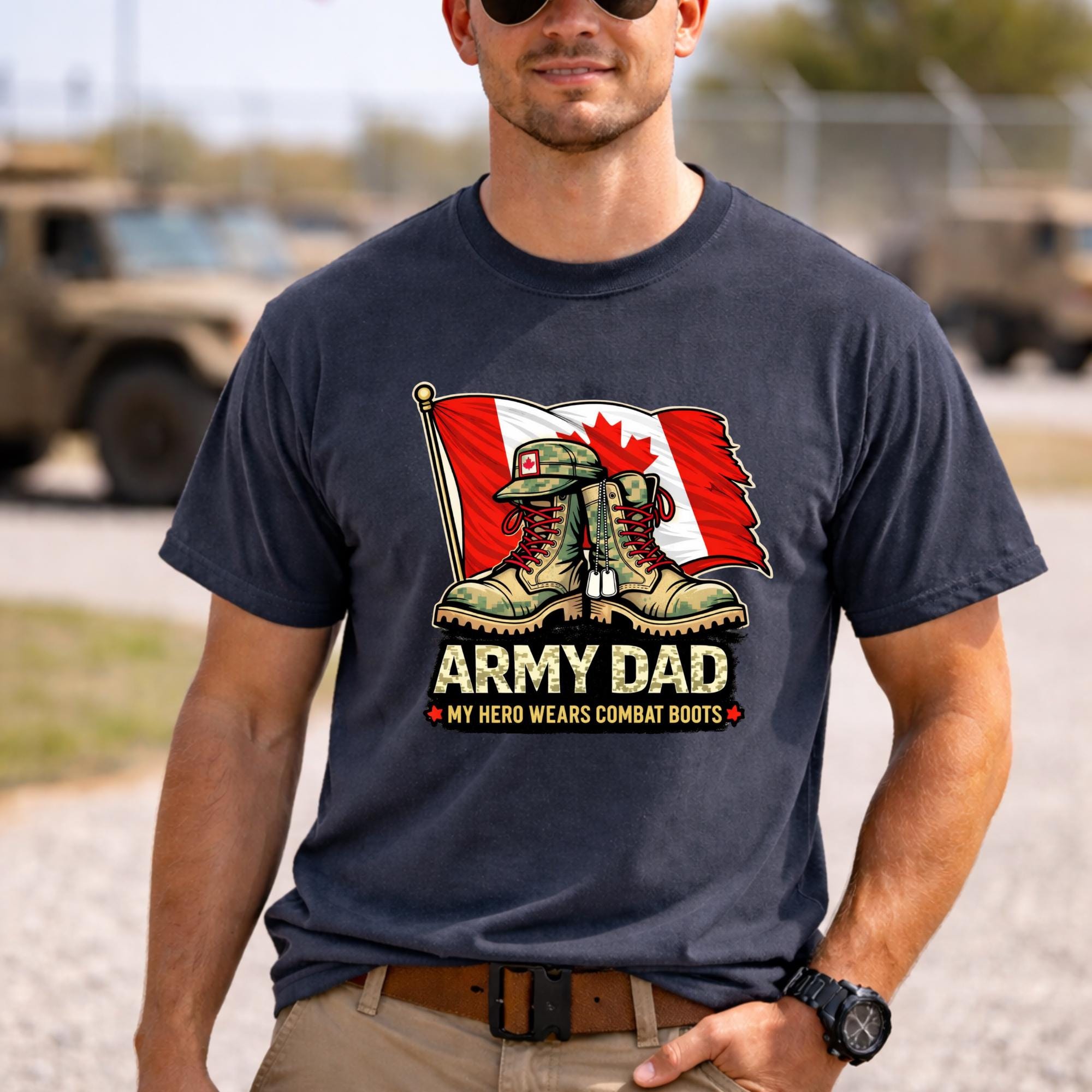 Canadian Military Shirt for Mom or Dad, Patriotic Gift Idea, Combat Boots Graphic Tee, Family Support Apparel, Canada Pride Clothing