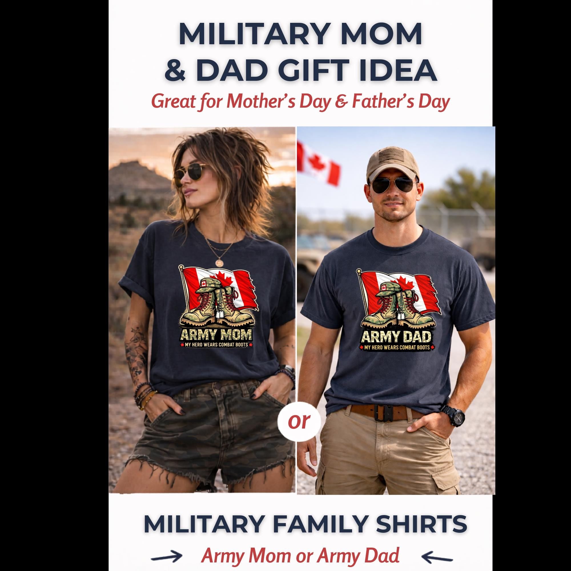 Canadian Military Shirt for Mom or Dad, Patriotic Gift Idea, Combat Boots Graphic Tee, Family Support Apparel, Canada Pride Clothing
