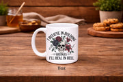 I Believe in Holding Grudges Mug – Skull Floral Gothic Coffee Cup – Dark Humor Gift – 11oz 15oz Ceramic Mug