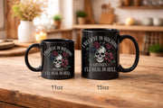 I Believe in Holding Grudges Mug – Skull Floral Gothic Coffee Cup – Dark Humor Gift – 11oz 15oz Ceramic Mug