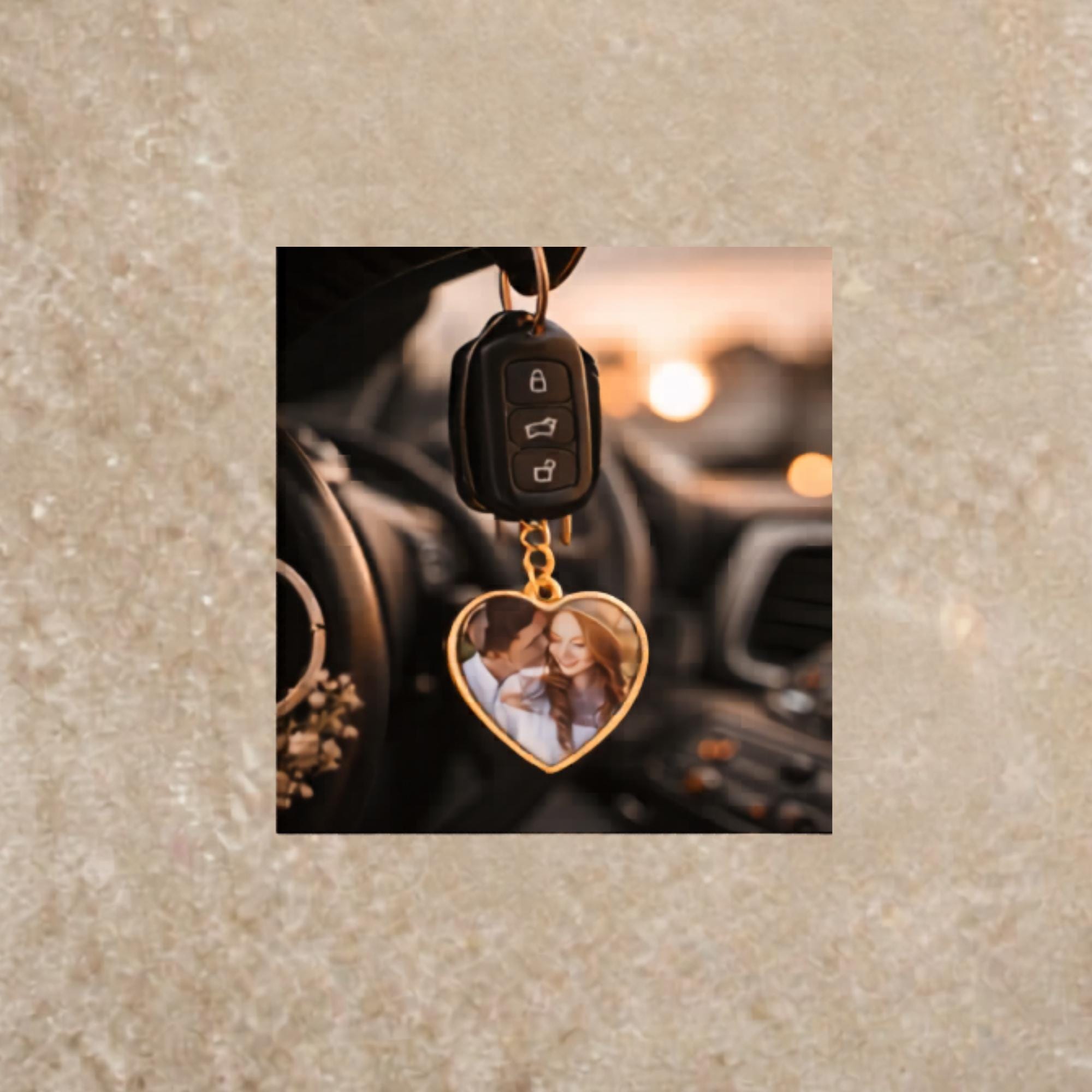 Romantic couple photo example used for custom keychain design