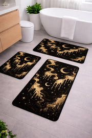 gothic bath mat set black and gold celestial design