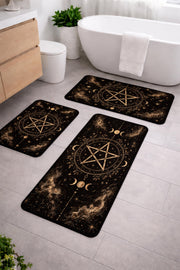 witchy bath mat set with celestial artwork