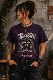 Dark aesthetic animal shirt with glowing eyes raccoon design lifestyle mockup