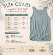 Size chart for Tank-Top featuring cowboy skull with hat and red roses, Built on Loyalty Fueled by Attitude graphic, styled with edgy casual outfit