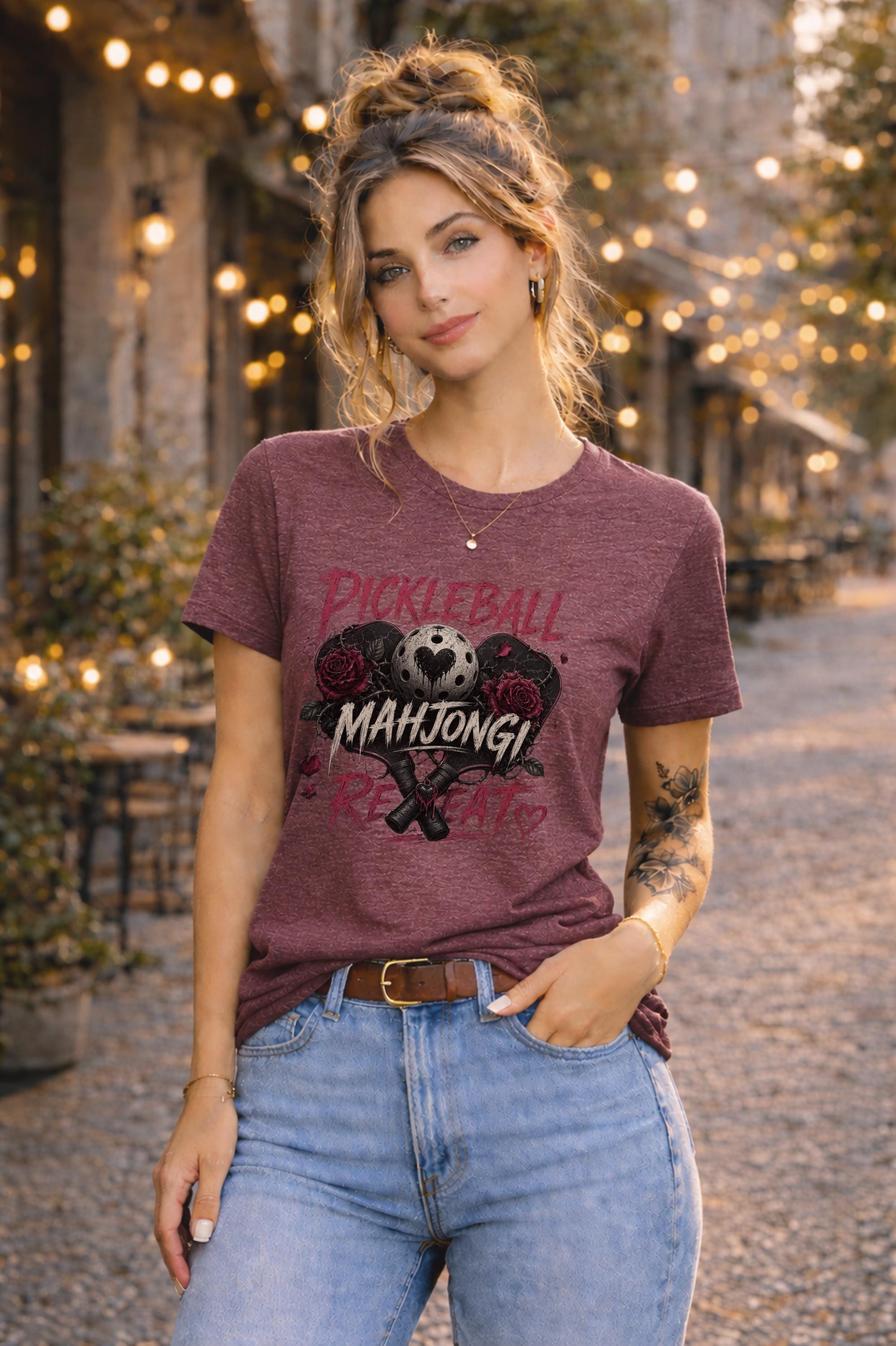 Pickleball Mahjong Repeat Shirt, Dark Romance Paddle Tee, Gothic Game Night Gift, Court Lover Top