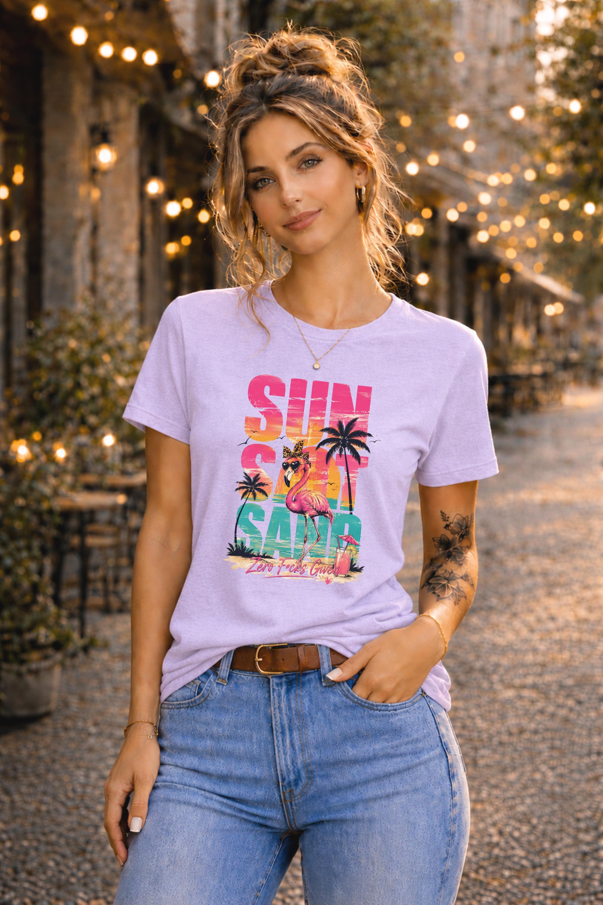 Flamingo Sunset Shirt, Tropical Summer Tee, Coastal Lifestyle Apparel