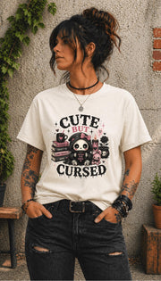 Alternative fashion apparel featuring dark humor artwork and kawaii gothic aesthetic