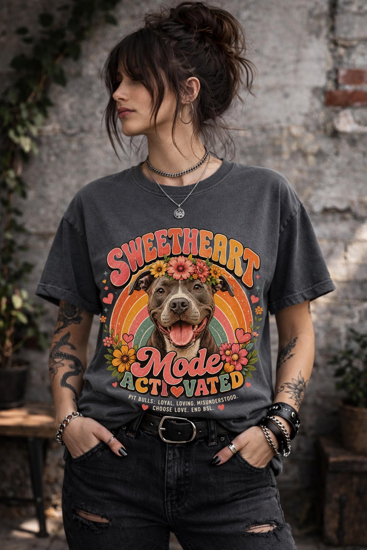 Rescue dog themed shirt promoting breed positivity and animal advocacy