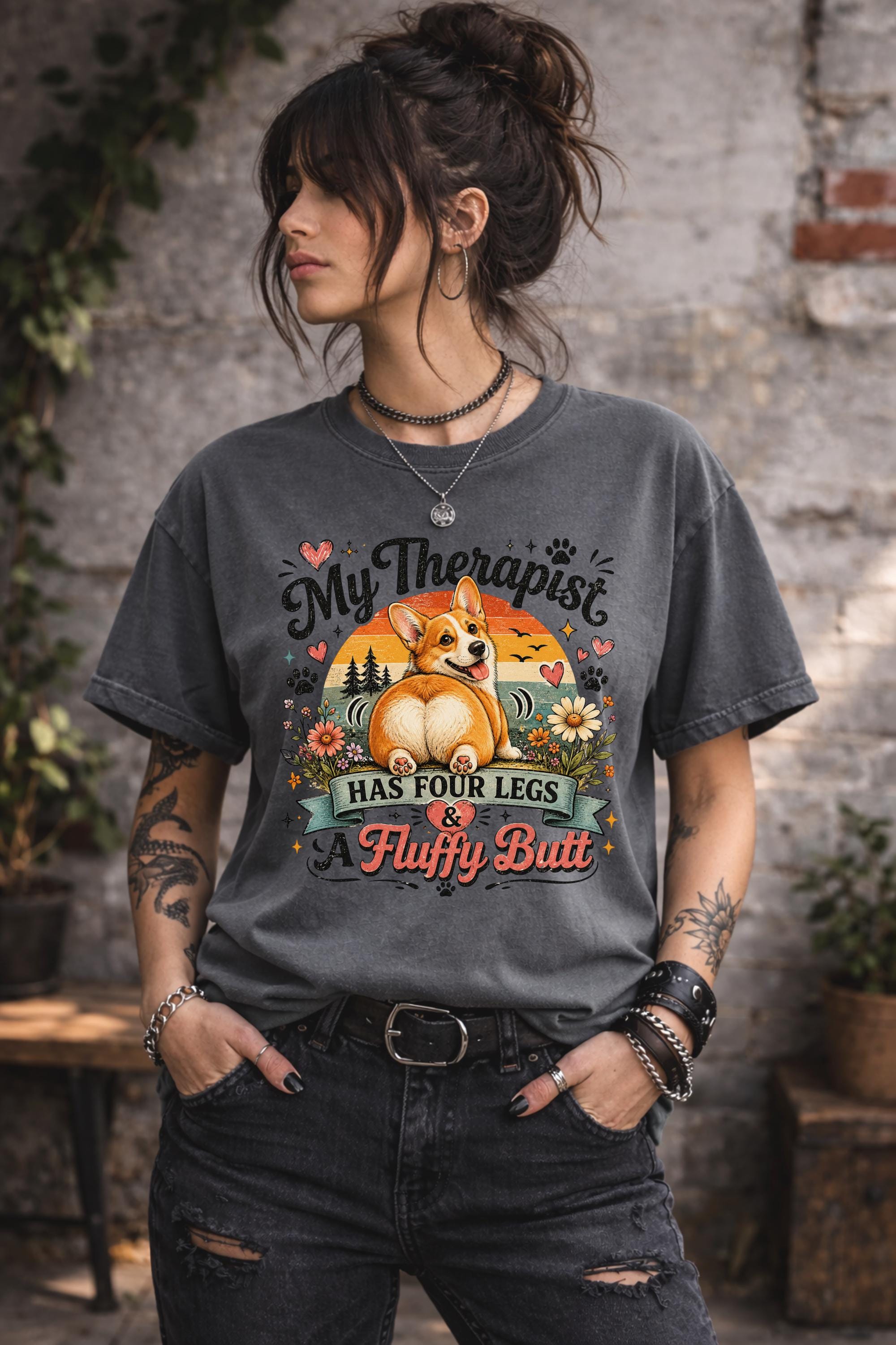 Pet parent fashion showcasing cute canine illustration and retro aesthetic