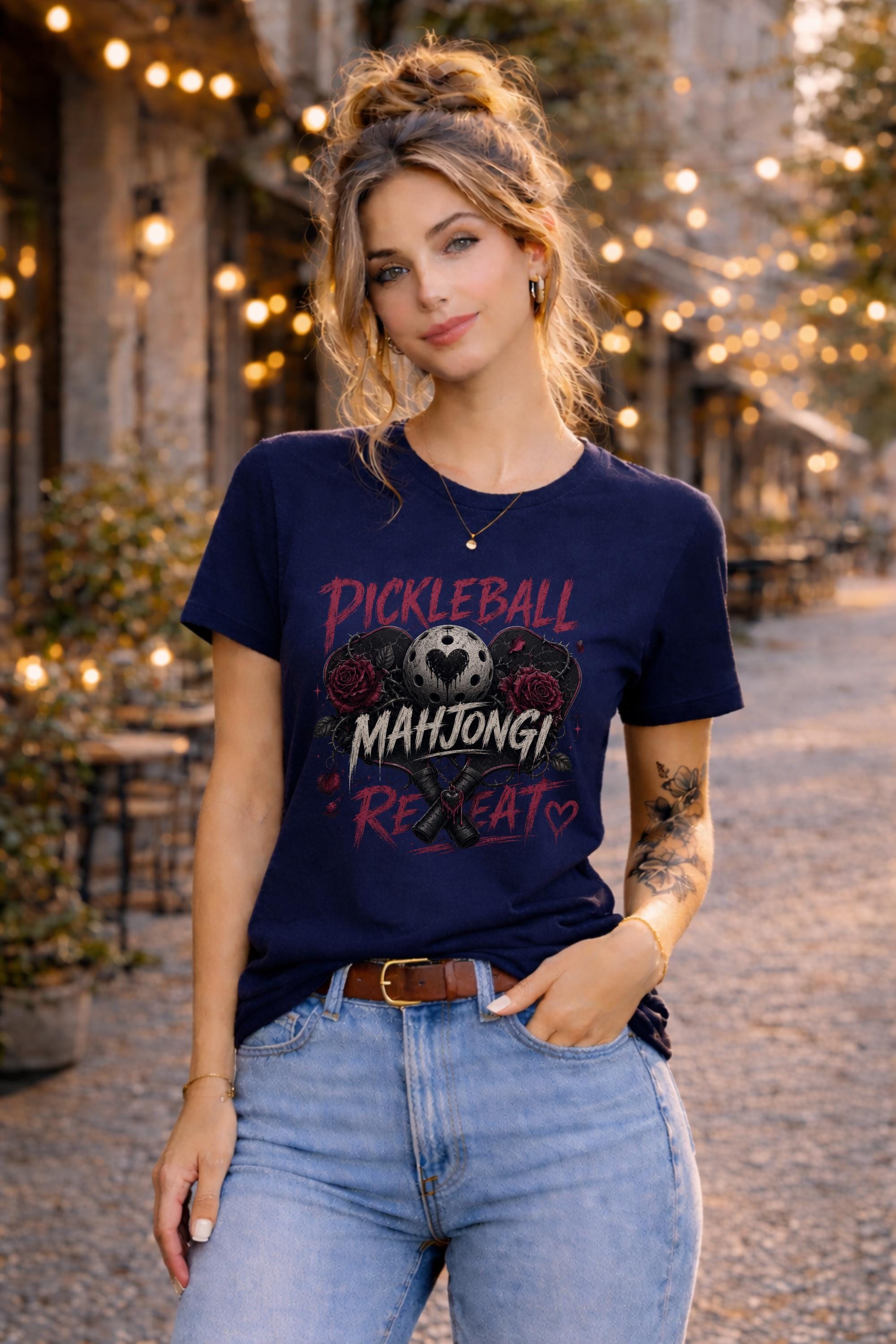 Pickleball Mahjong Repeat Shirt, Dark Romance Paddle Tee, Gothic Game Night Gift, Court Lover Top