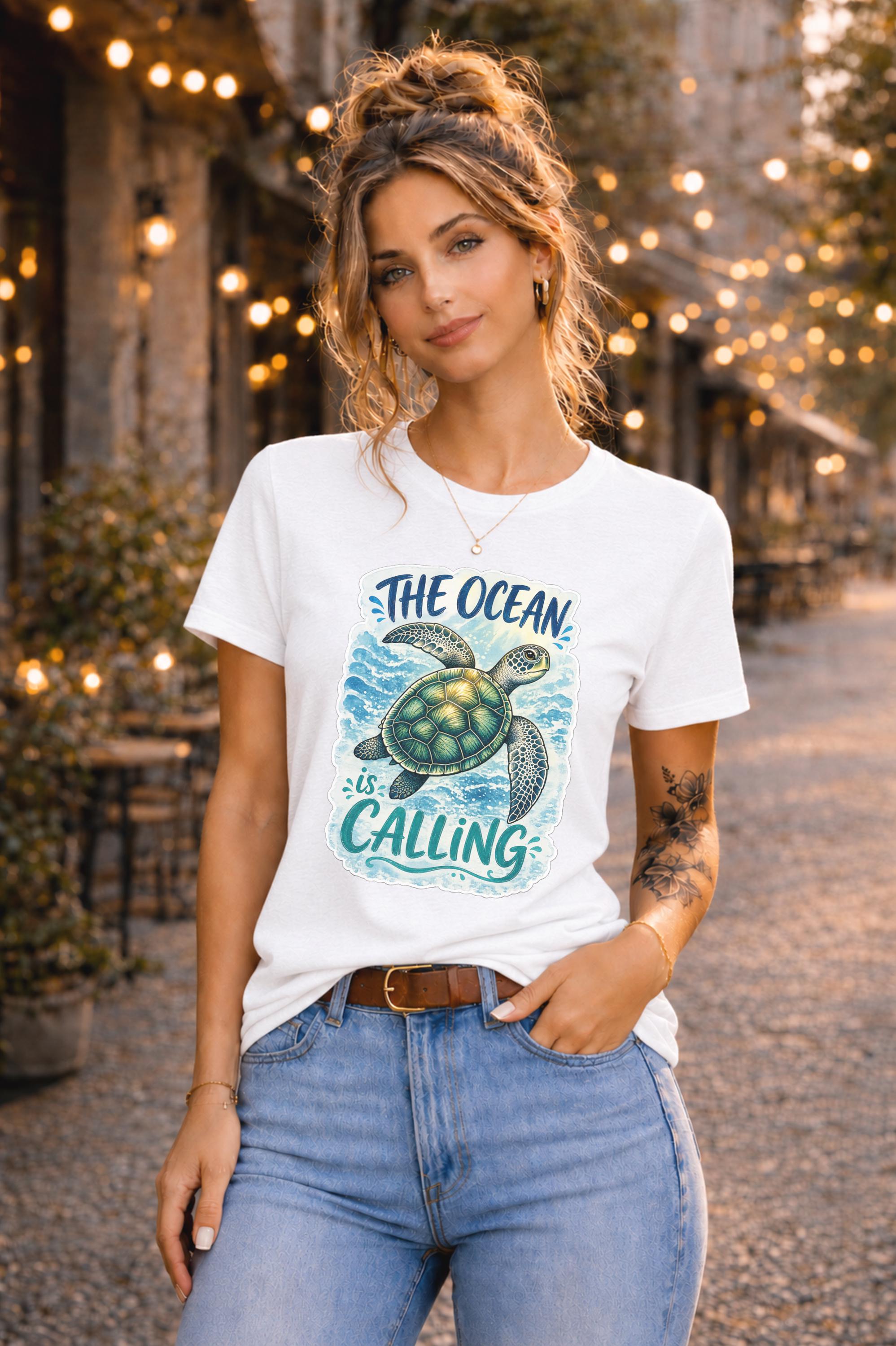 Sea Turtle Beach Shirt for Women Coastal Vacation Graphic Tee