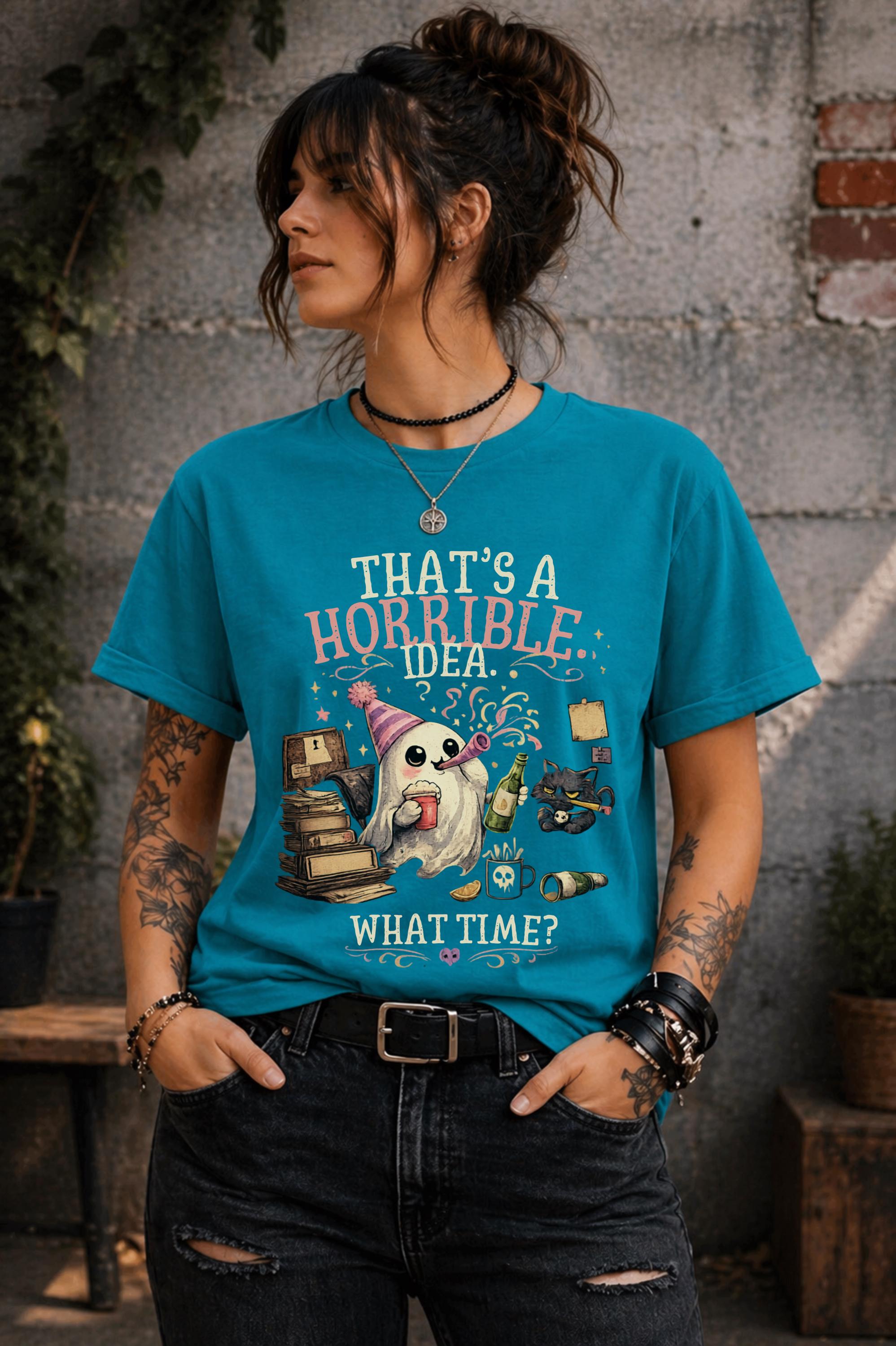 Cute spooky ghost shirt with sarcastic saying perfect for Halloween parties and fall fashion
