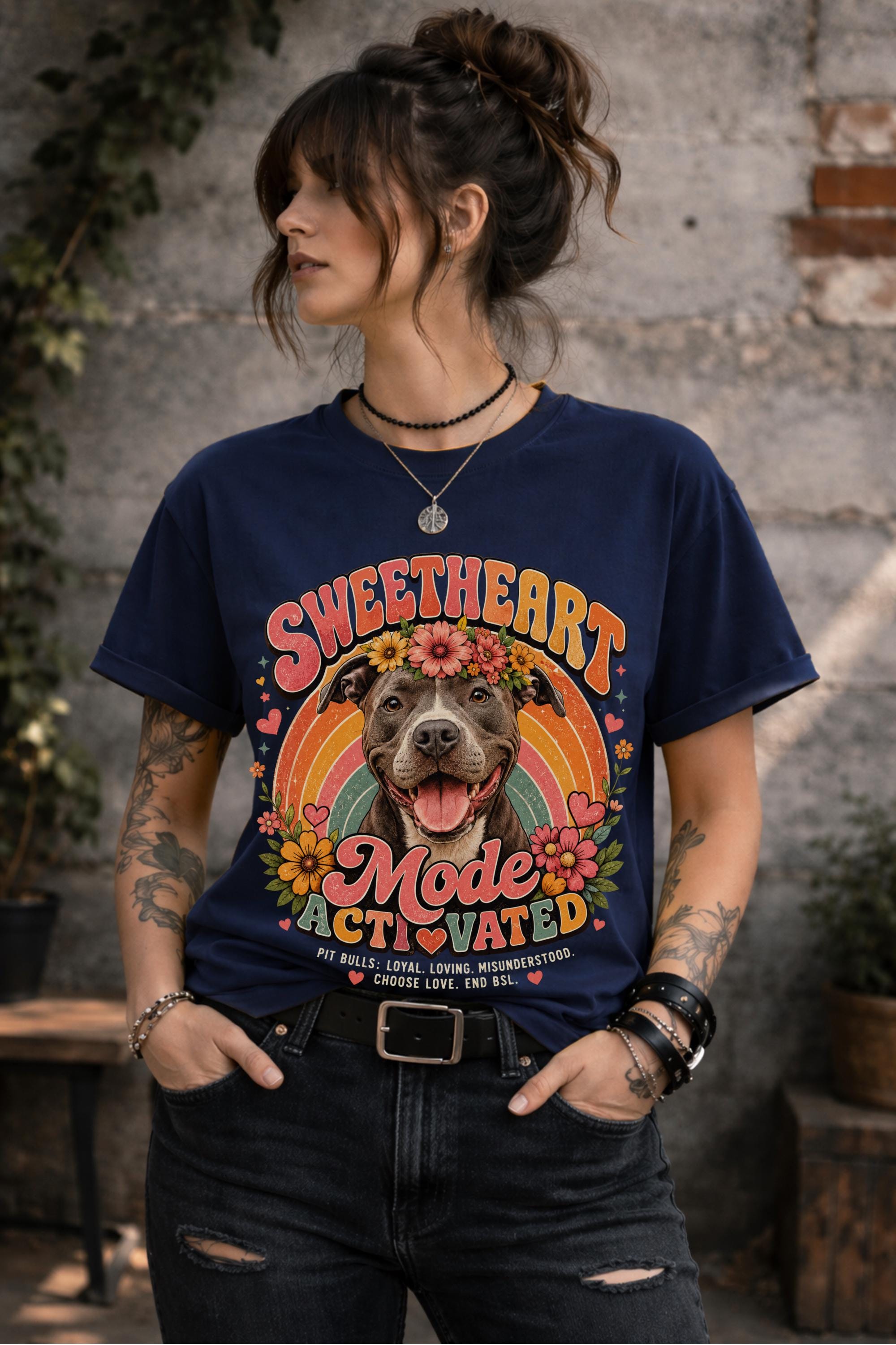 Floral Pit Bull shirt designed for pet lovers and rescue supporters