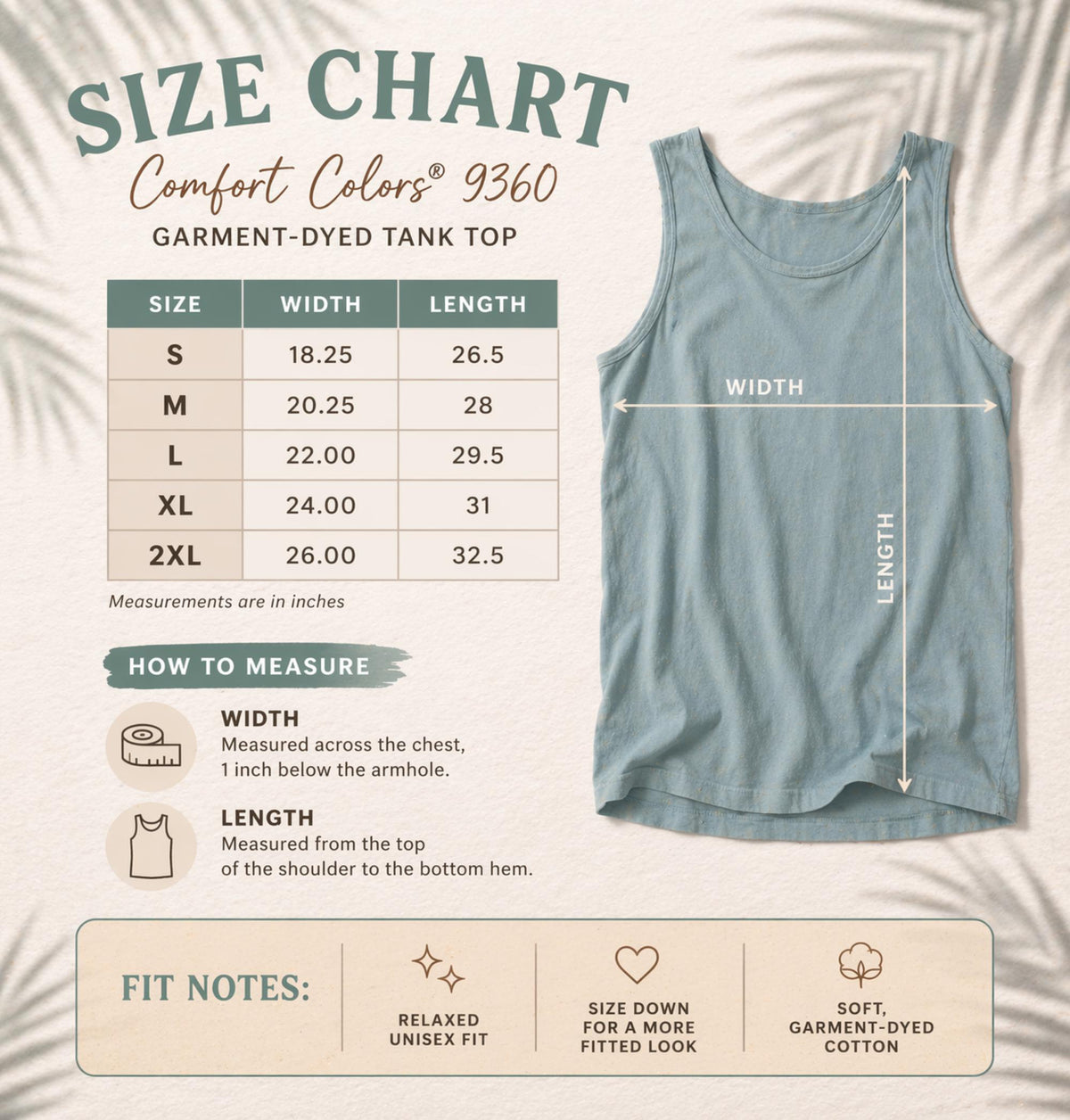 Size chart for a Canadian Army Mom tank top with combat boots design