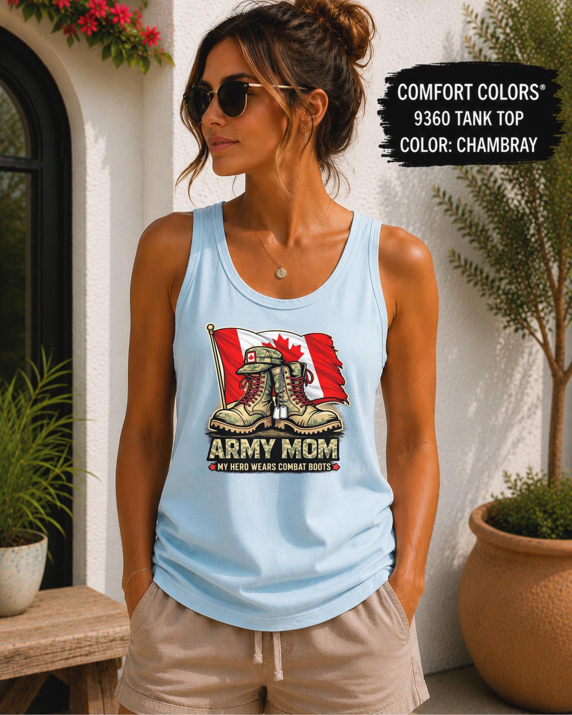 Canadian military pride graphic tank top