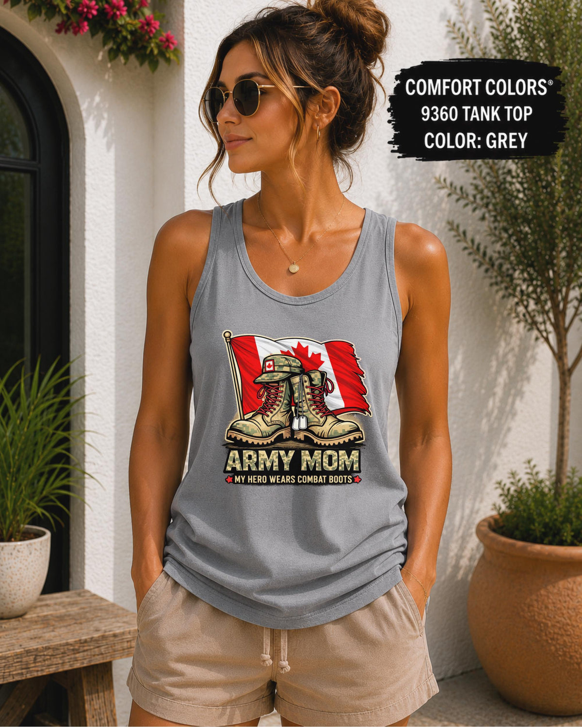 Combat boots and dog tags patriotic tank top