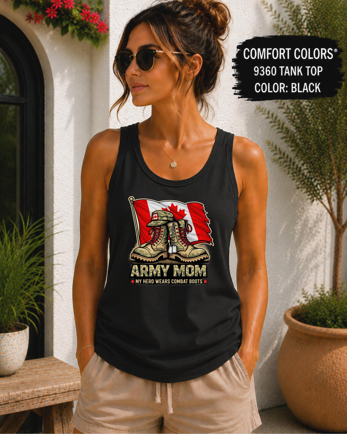 Canadian Army Mom tank top with combat boots design