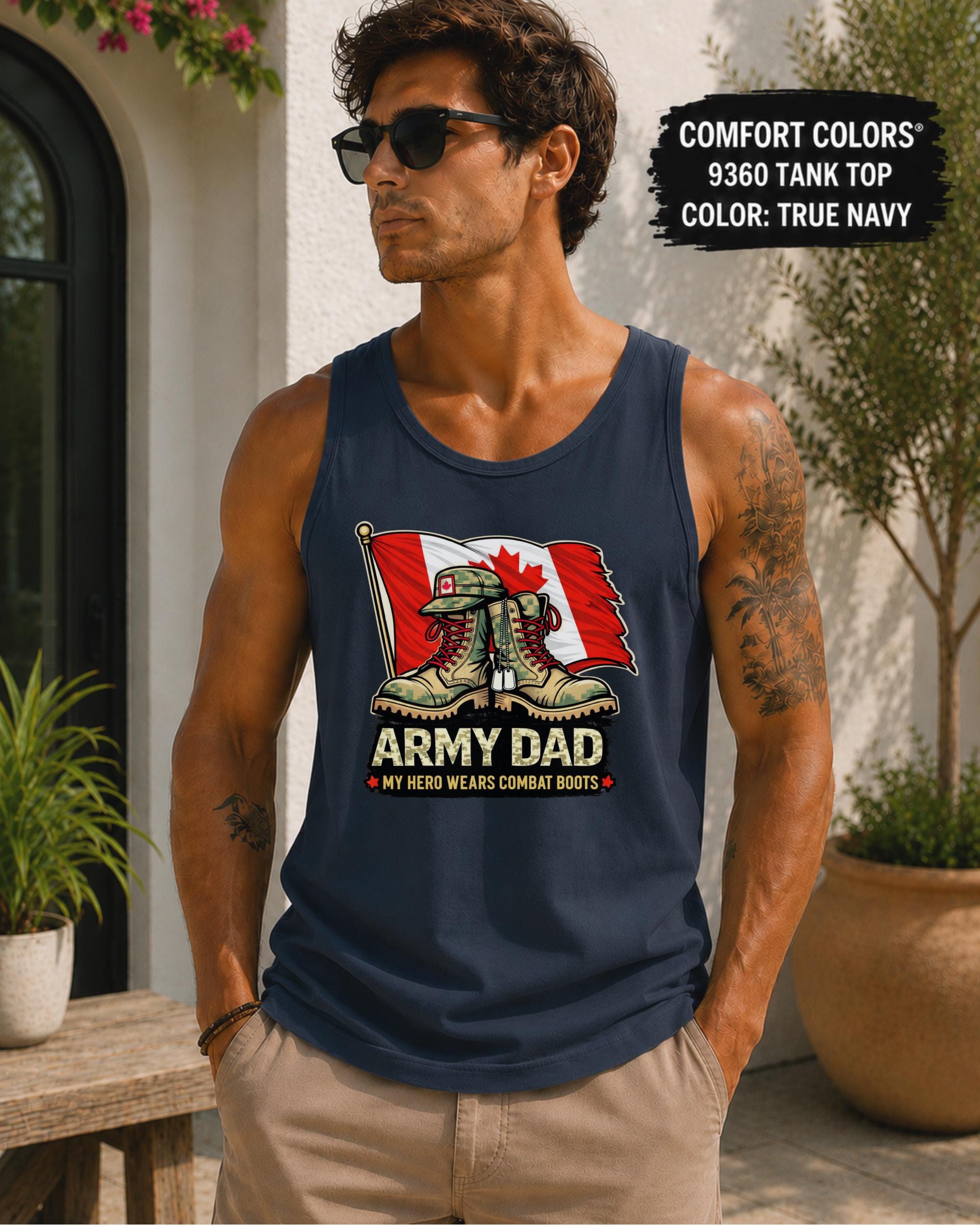 Combat boots and dog tags patriotic tank top