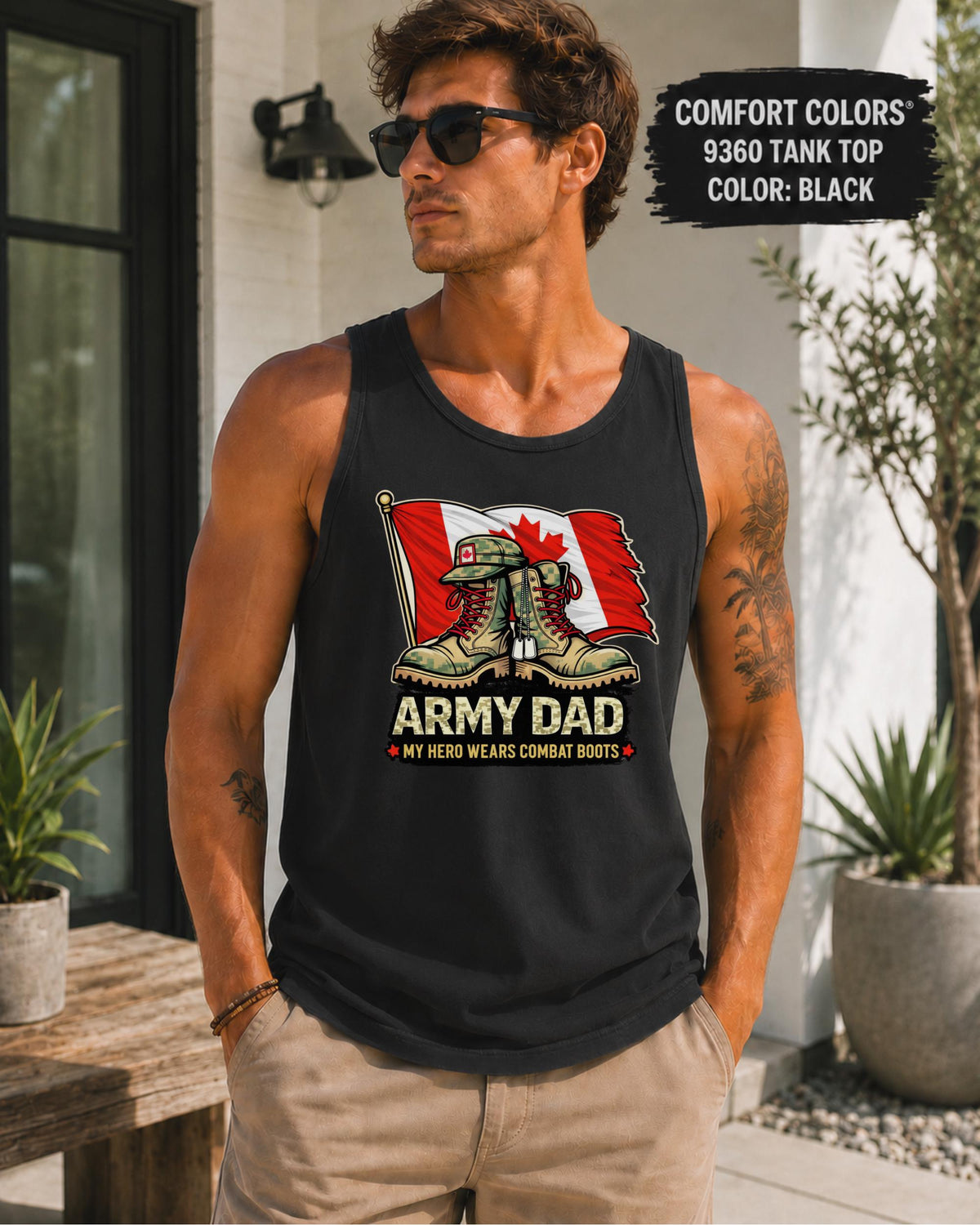 Canadian Army Dad Comfort Colors tank top
