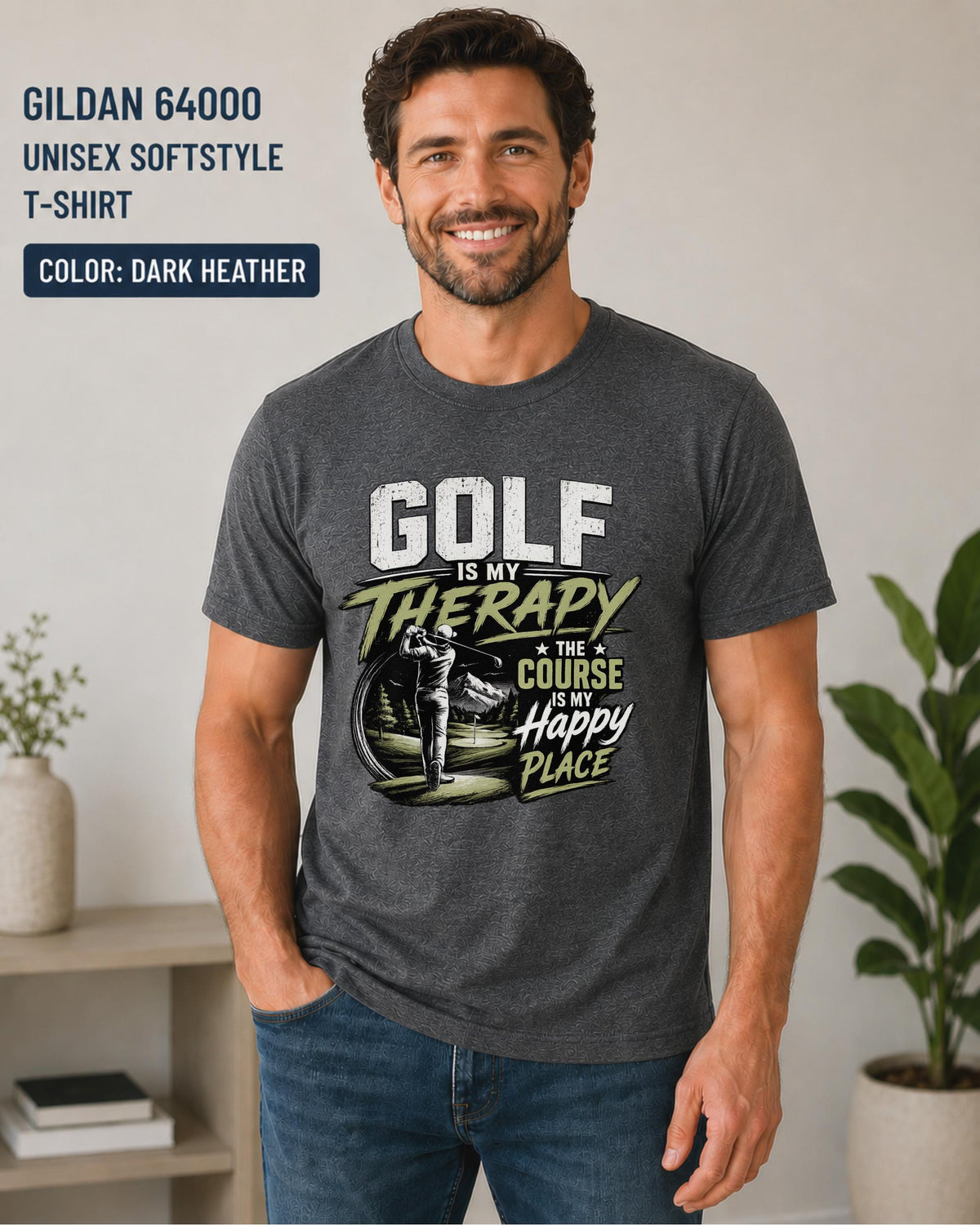 Golf course shirt with motivational golf quote