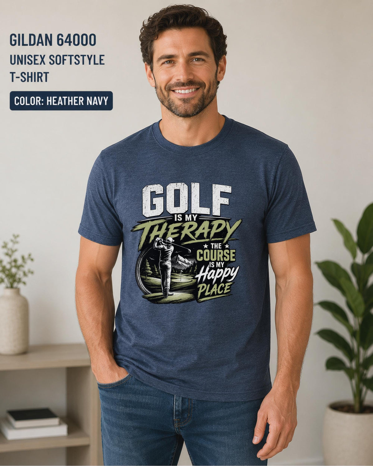 Golf dad shirt with golf course themed design