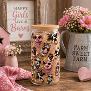 Funny farmhouse tumbler with barnyard animal pattern
