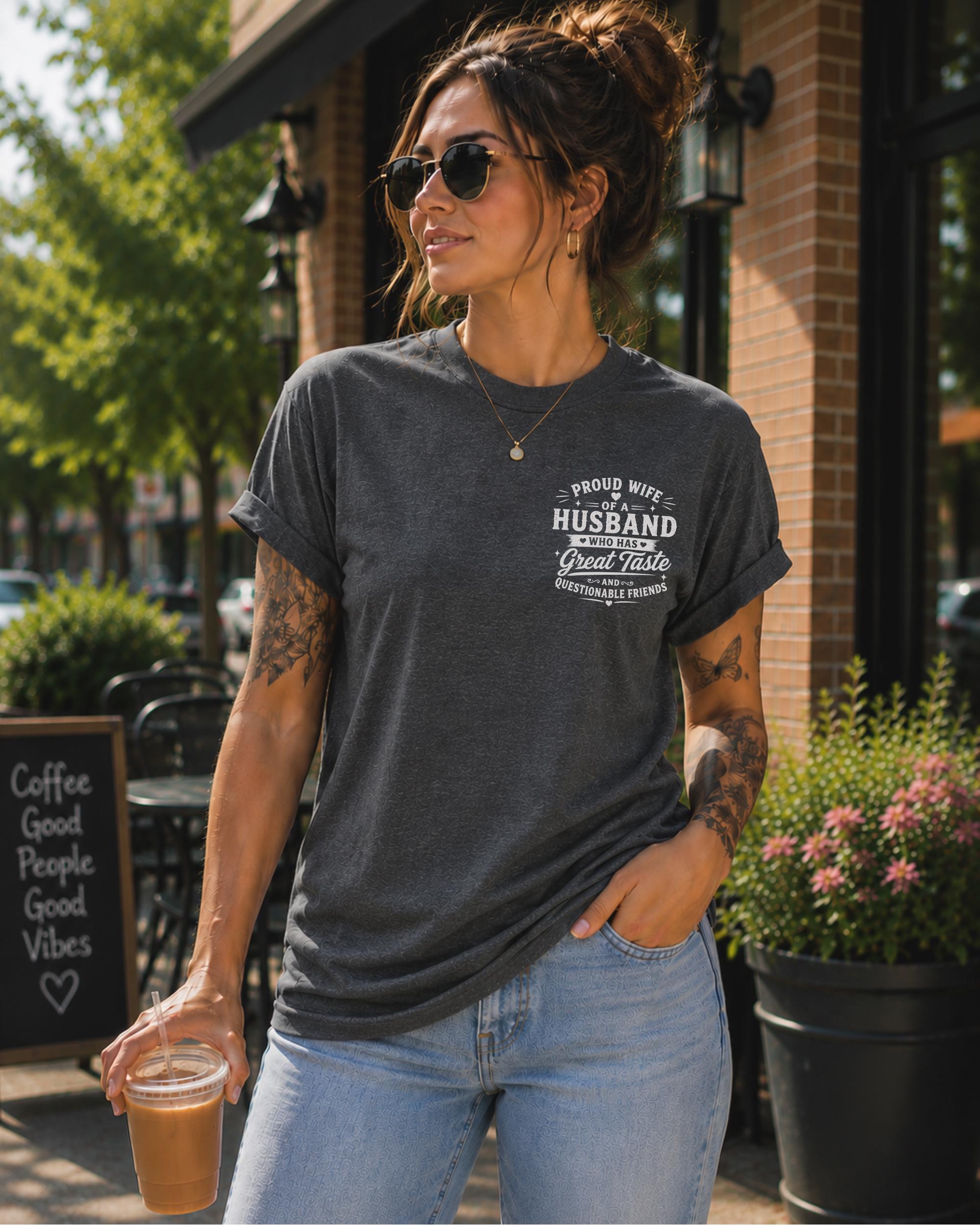 Funny spouse apparel featuring proud wife and relationship humor