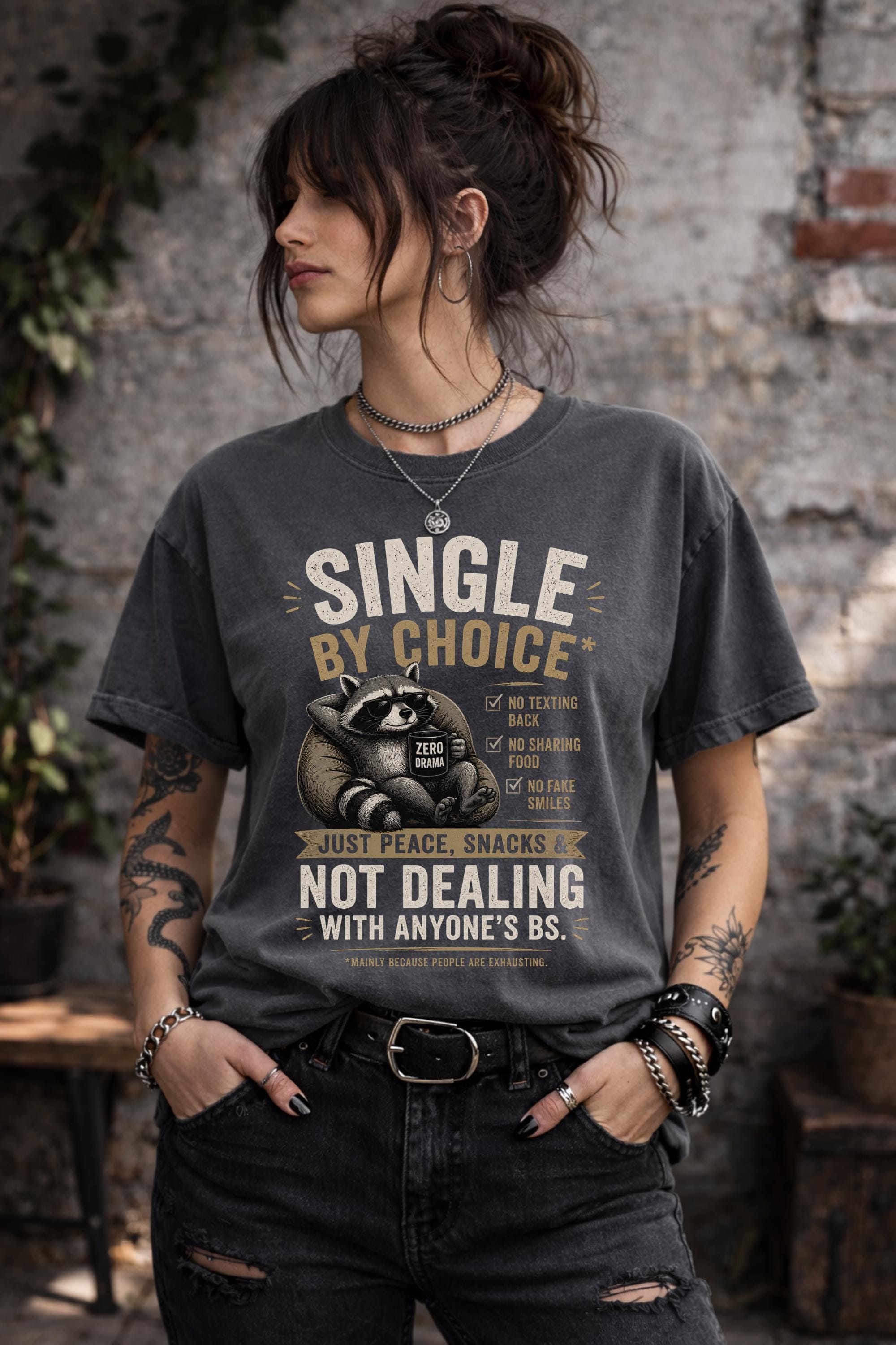 Introvert apparel with funny checklist and raccoon artwork