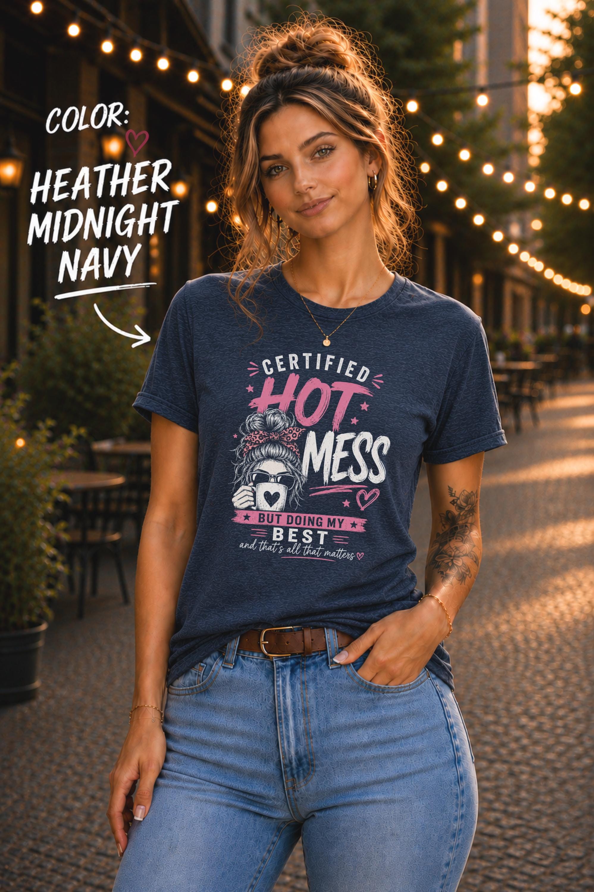 Trendy messy bun graphic shirt for moms