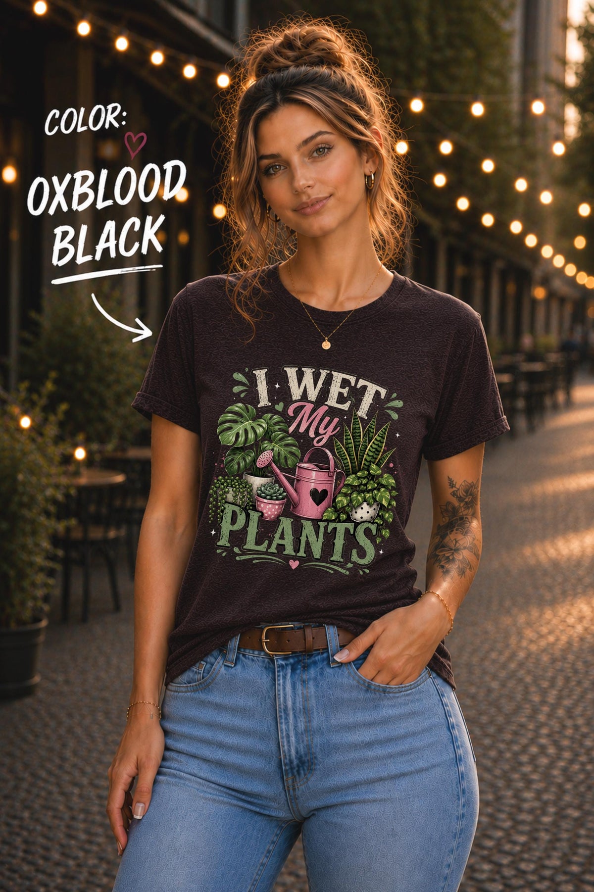 Botanical graphic t-shirt featuring indoor plants