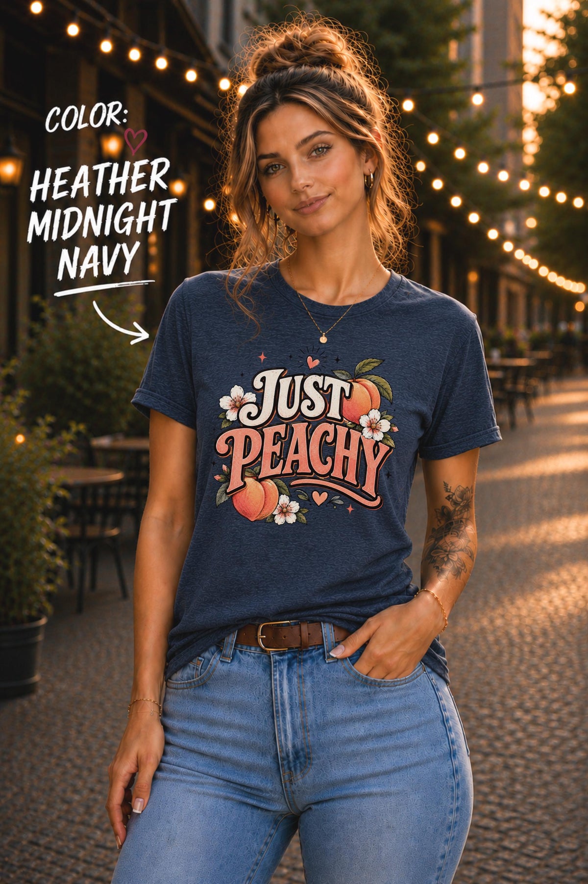 Cottagecore peach graphic tee for women